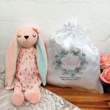 Bunny Flower Girl Plush with Satin Gift Bag