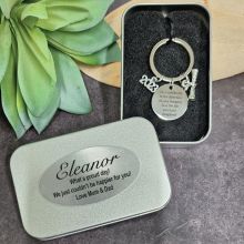 Go Confidently Graduation Keyring in Personalised Tin