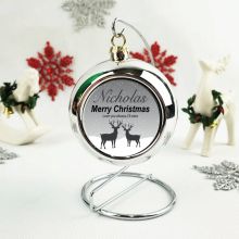 Personalised Christmas Bauble - Silver Reindeer