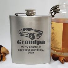 Grandpa Engraved Silver Flask 