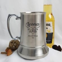 30th Birthday Engraved Personalised Stainless Beer Stein Glass (F)