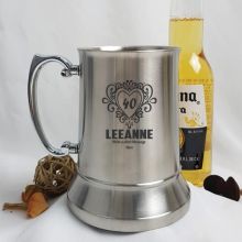 40th Birthday Engraved Personalised Stainless Beer Stein Glass (F)