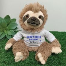 Personalised 100th Birthday  Sloth Plush - Curtis
