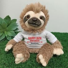 Personalised 16th Birthday  Sloth Plush - Curtis