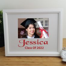 Graduation Personalised Photo Frame 4x6 Glitter White
