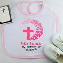 Personalised Baby Girl Christening Bib - Pink