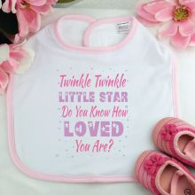 Twinkle Twinkle Baby Girl Bib- Pink