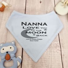Love You To Moon & Back Nana Bandana Bib Blue