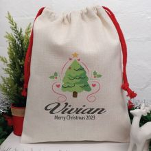 Personalised Christmas Sack 35cm - Heart Tree