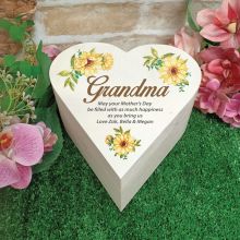 Grandma Wooden Heart Gift Box - Sunflower