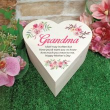 Grandma Wooden Heart Gift Box - Vintage Rose