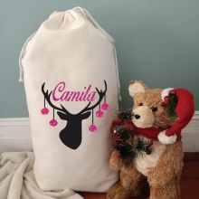 Personalised Santa Sack 80cm - Bauble Reindeer