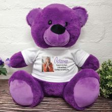 Personalised Memorial Photo Bear 40cm Purple