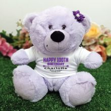 Personalised 100th Birthday Bear Lavender Plush