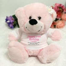 Personalised 13th Birthday Bear Light Pink Plush