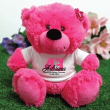 Personalised Birthday Teddy Bear Hot Pink Plush