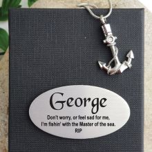 Anchor Memorial Urn Cremation Ash Necklace in Personalised Box