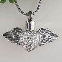 Heart Wings Urn Cremation Ash Necklace