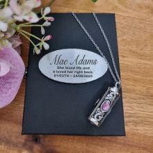 Purple Gemstone Urn Pendant Necklace in Personalised Box