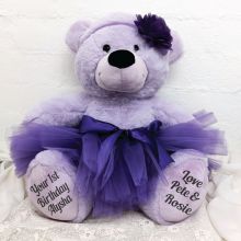 1st Birthday Ballerina Teddy Bear 40cm Plush Lavender
