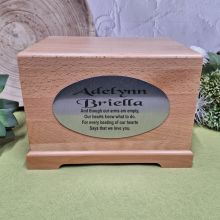 Large Beechwood Baby Memorial Cremation Urn for Ashes