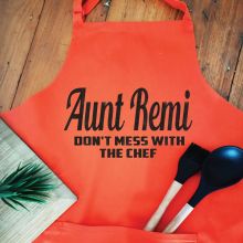 Aunt Personalised  Apron with Pocket - Orange