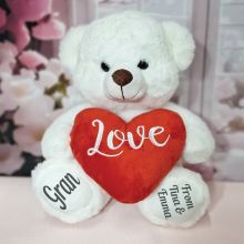 Gradma Teddy Bear With Red Heart White 30cm