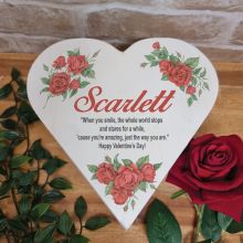 Wooden Valentines Heart Gift Box Red Rose