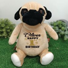 Personalised Birthday Pug Cubbie Bear Plush