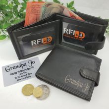 Grandpa Personalised Black Mens Leather Wallet RFID