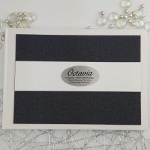Personalised 16th Birthday Guest Book- Black  Glitter