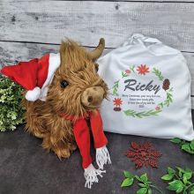 Highland Christmas Cow in Personalised Satin Gift Bag