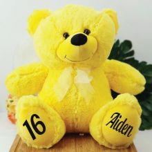 Personalised 16th Birthday Teddy Bear 40cm Plush  Yellow