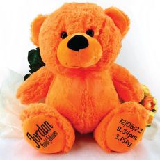 Baby Birth Details Teddy Bear 40cm Plush Orange