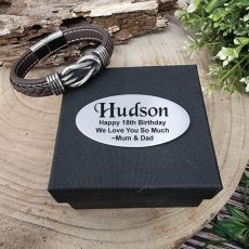 Brown Leather Knot Bracelet  In 18th Birthday Box