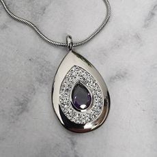 Purple Gem Drop Cremation Urn Necklace