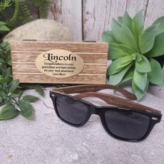 Natural Wooden Sunglasses in Graduation Case