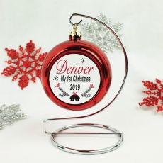 Personalised 1st Christmas Bauble - Red
