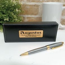 40th Birthday Satin & Gold Twist Pen Personalised Box