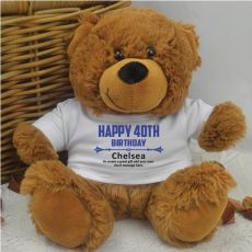 Personalised 40th Birthday Teddy Bear Brown Plush