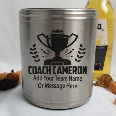 Coach Engraved Silver Stubby Can Cooler Personalised