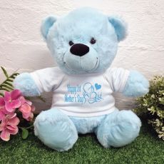 1st Mothers Day Teddy Bear 30cm Plush Light Blue