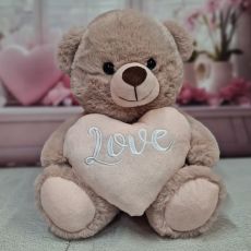 Pink Bear With Love Heart 30cm
