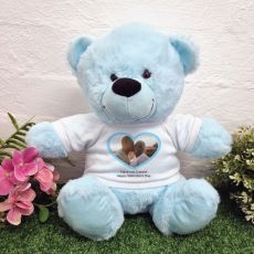 Personalised Valentines Day Photo Bear Light Blue 30cm