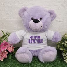 Love You Naughty Valentines Day Bear - 30cm Lavender