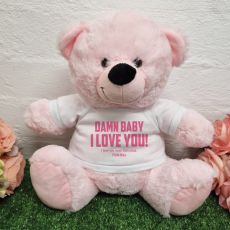 Love You Naughty Valentines Day Bear - 30cm Light Pink