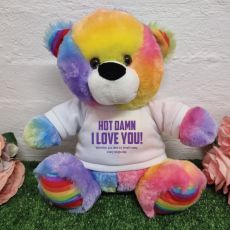 Love You Naughty Valentines Day Bear - 30cm Rainbow