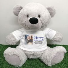 Personalised Memorial Photo Teddy Bear 40cm Grey