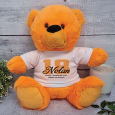 18th Birthday Teddy Bear Orange Plush 30cm