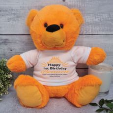 1st Birthday Teddy Bear Orange Plush 30cm